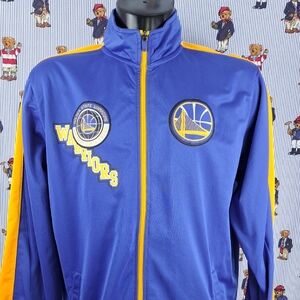 Golden State Warriors big logo blue & gold 2XL full zip track style jacket